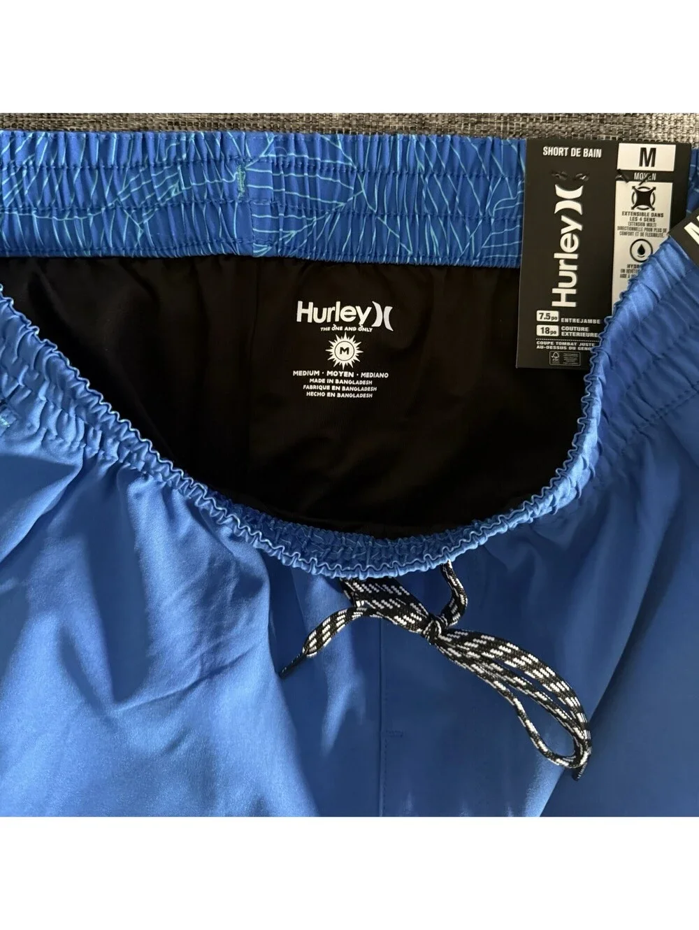 Hurley Men’s Medium Outline Leaf Volley Swim Hydro Shorts Blue New w/Tags $50